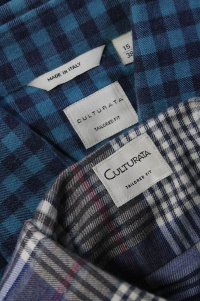 Culturata Mens Plaid Flannel Long Sleeve Button Up Snap Shirt Small Medium Lot 2