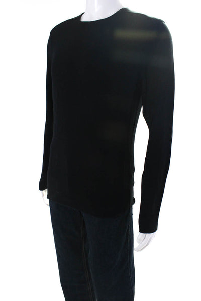 Kit And Ace Mens Long Sleeve Raw Hem Jersey Tee Shirt Pullover Black Size Small