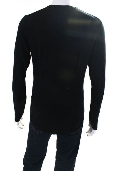 Kit And Ace Mens Long Sleeve Raw Hem Jersey Tee Shirt Pullover Black Size Small