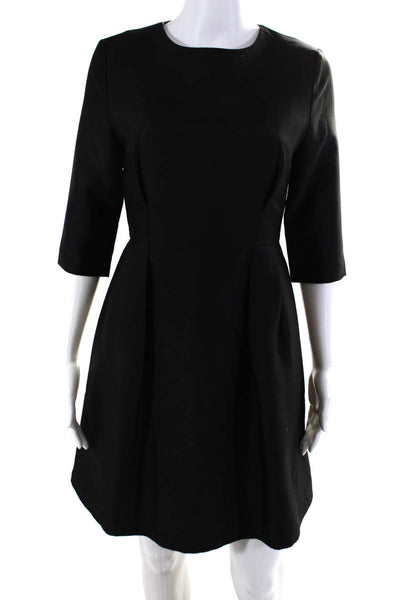 Blaque Label Womens Cotton Woven 3/4 Sleeve Zip Up A-Line Dress Black Size S