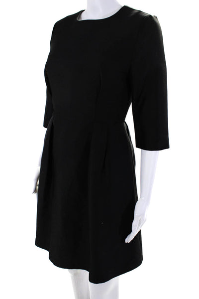 Blaque Label Womens Cotton Woven 3/4 Sleeve Zip Up A-Line Dress Black Size S