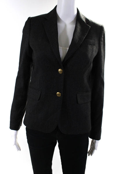 J Crew Womens Wool Woven Notched Collar Two Button Blazer Jacket Gray Size 0