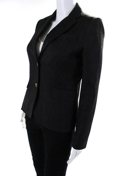 J Crew Womens Wool Woven Notched Collar Two Button Blazer Jacket Gray Size 0