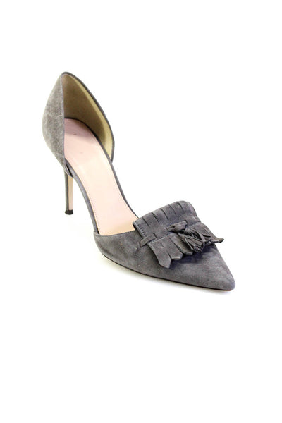 J Crew Womens Suede Pointed Toe D'Orsay High Heels Pumps Gray Size 8.5