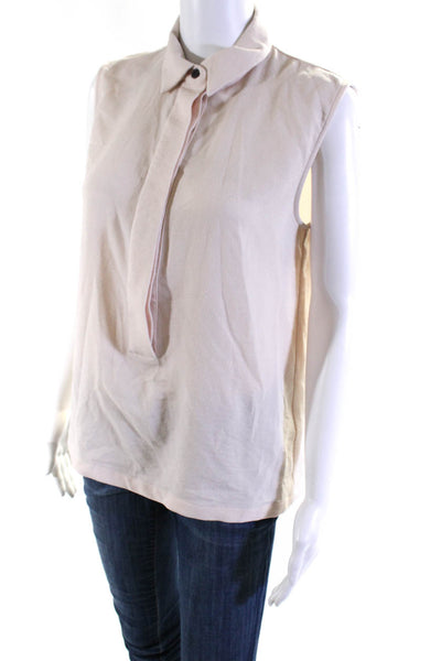 Cop Copine Womens Crew Neck Button Down Tank Top Beige Size EUR 38