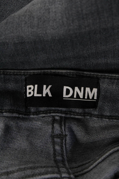 BLK DNM Womens Mid Rise Ripped Skinny Leg Jeans Black Cotton Size 32