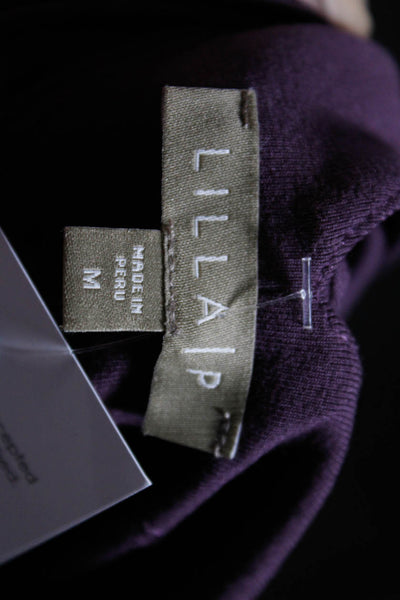 Lilla P Womens Jersey Knit V-Neck Tie Back Short Sleeve Shift Dress Plum Size M