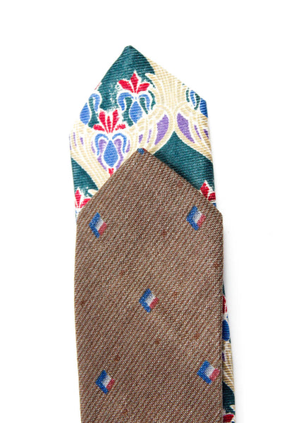 Christian Dior Men's Spotted Dot Neck Tie Brown Flora One Size Lot 2