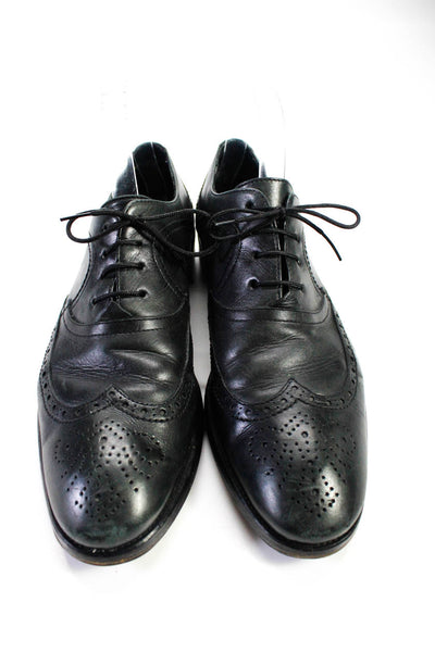 John Varvatos Mens Leather Lace Up Oxford Dress Shoes Black Size 9.5