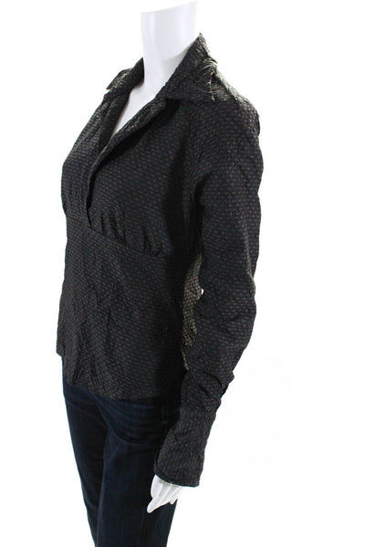 Transit Par Such Womens Polka Dot Collared Long Sleeve Top Blouse Gray Size 1