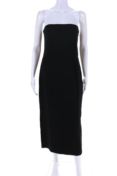 Everlane Womens Cotton Blend Zip Up Strapless Mid-Calf Dress Black Size M