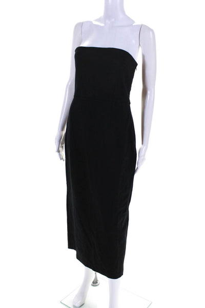 Everlane Womens Cotton Blend Zip Up Strapless Mid-Calf Dress Black Size M
