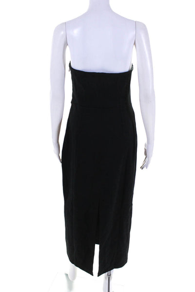 Everlane Womens Cotton Blend Zip Up Strapless Mid-Calf Dress Black Size M
