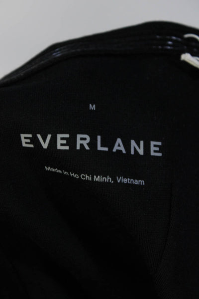 Everlane Womens Cotton Blend Zip Up Strapless Mid-Calf Dress Black Size M