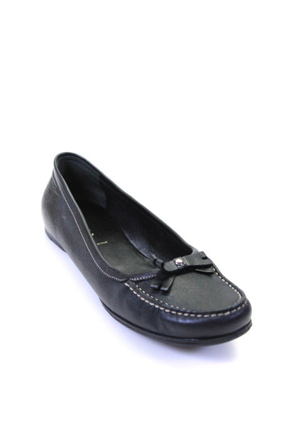 Prada Women's Round Toe Bow Embellish Slip-On Ballet Flat Shoe Black Size 8