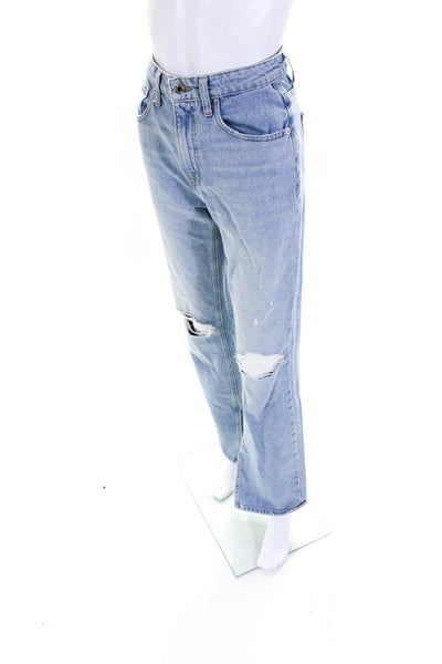 Derek Lam Womens Denim High Rise Distressed Light Wash Jeans Blue Size 24