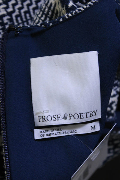 Prose & Poetry Womens Blue Glen Plaid Bell 3/4 Sleeve A-line Dress Size M