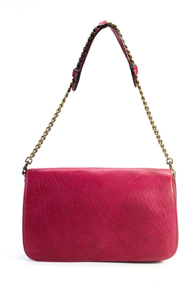 Abaco Womens Single Strap Flap Shoulder Handbag Dark Pink Leather