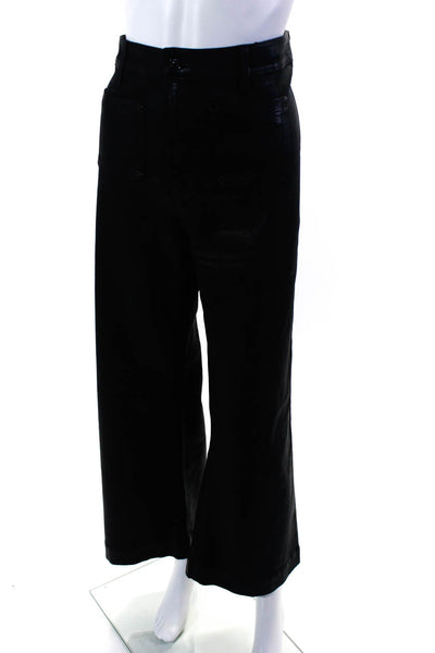 Paige Womens Leenah Buttoned Zipped Straight Leg Pants Black Size EUR33