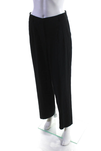 Max Mara Womens Pleated Front High Rise Wide Leg Pants Black Size 8