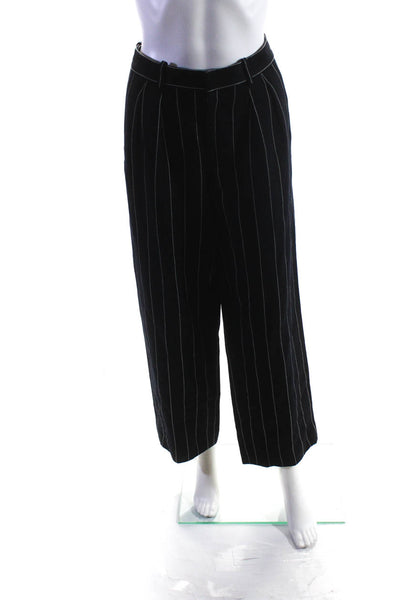 Ralph Lauren Blue Label Womens Linen Striped Dress Pants Navy White Size 8