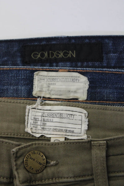 Goldsign Current/Elliott Womens High Rise Straight Skinny Jeans Blue 24 26 Lot 3