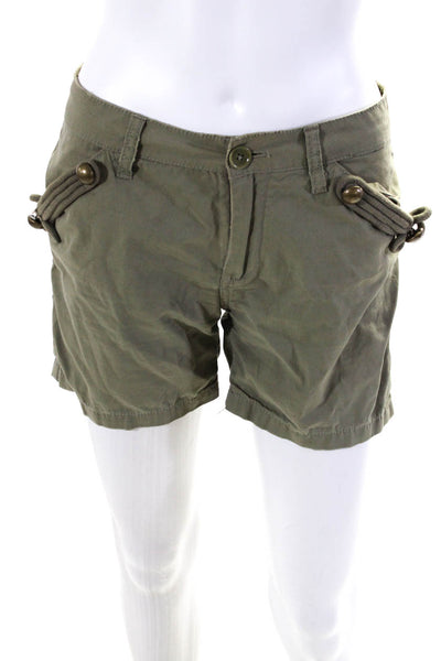 Zadig & Voltaire Womens Zipper Fly Short Shorts Green Cotton Size FR 36