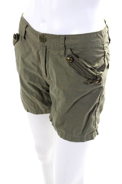 Zadig & Voltaire Womens Zipper Fly Short Shorts Green Cotton Size FR 36