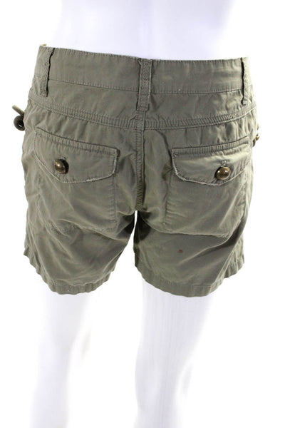 Zadig & Voltaire Womens Zipper Fly Short Shorts Green Cotton Size FR 36