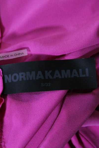 Norma Kamali Womens Elastic Waistband High Rise Straight Leg Pants Pink Small