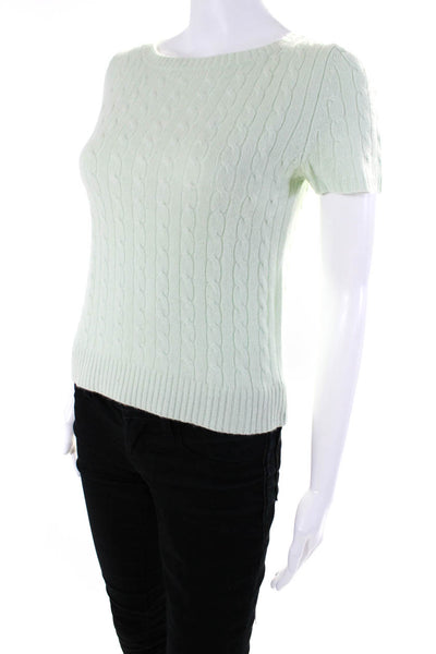 Calypso Christiane Celle Womens Cashmere Short Sleeve Knit Top Mint Green Size S
