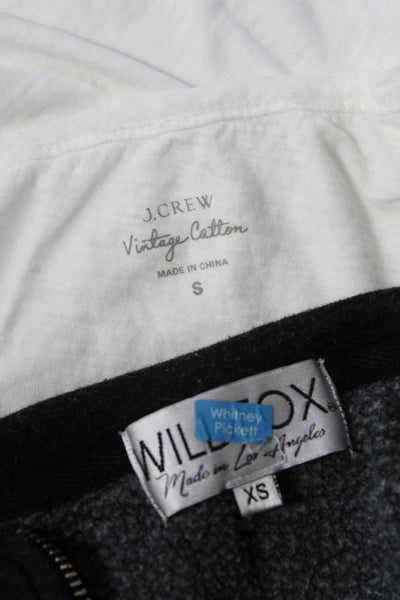 J Crew Wildfox Womens T-Shirt 1/2 Zip Pullover Top White Black Size S XS Lot 2