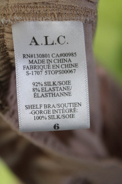 ALC Womens Light Brown Silk Halter Sleeveless Flowy Blouse Top Size 6
