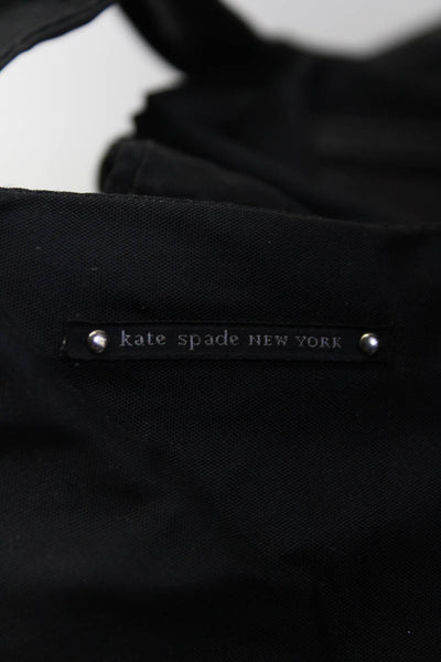 Kate Spade Womens Nylon Solid Side Ties Top Handle Shoulder Handbag Black Medium