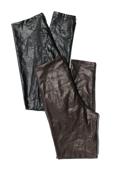 Aqua Womens High Waist Faux Leather Leggings Pants Black Brown Size Medium Lot 2