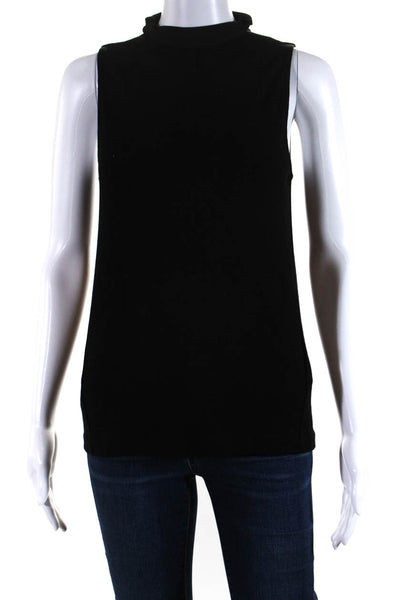 Club Monaco Womens Knit Mock Neck Sleeveless Blouse Top Pullover Black Size XS