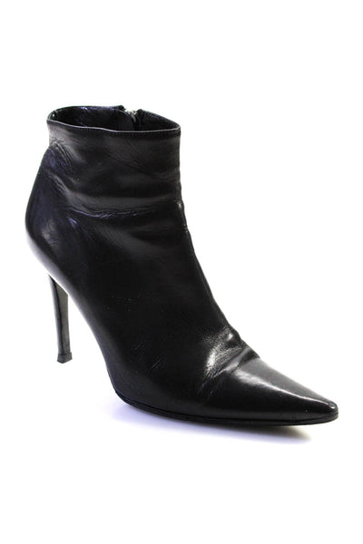 St. John Collection Womens Leather Zip Up High Heel Ankle Boots Black Size 6 B