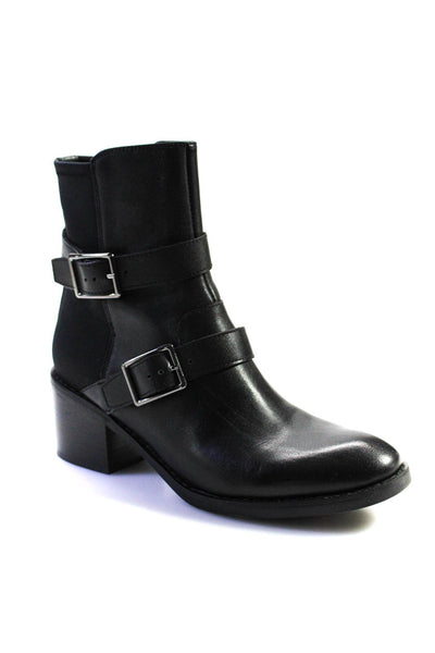 Donald J Pliner Womens Black Leather Buckle Darby01 Ankle Boots Shoes Size 8.5