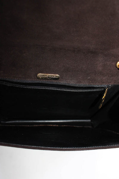 Bruno Magli Womens Suede Flap Shoulder Handbag Chocolate Brown