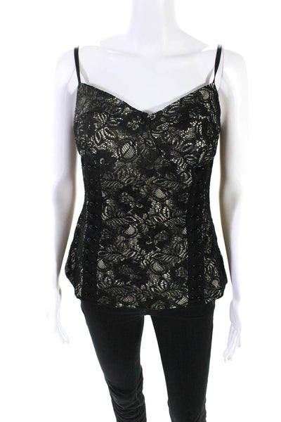 Royal Underground Womens Lace Whipstitch Corset Tank Top Black Size Large