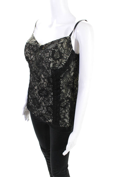 Royal Underground Womens Lace Whipstitch Corset Tank Top Black Size Large