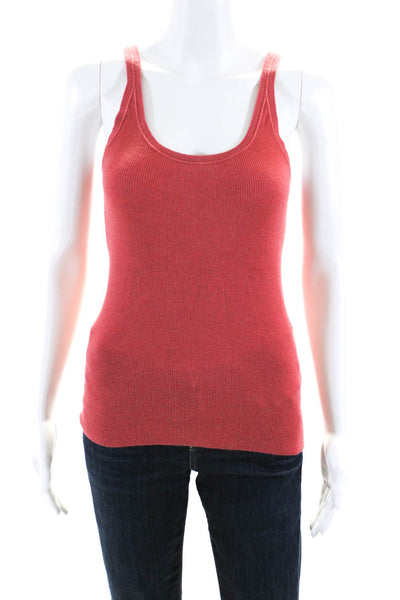 Saverio Palatella Womens Ribbed Scoop Neck Tank Top Blouse Red Wool Silk IT 42