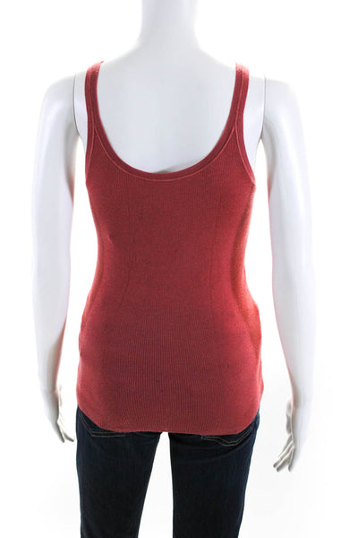 Saverio Palatella Womens Ribbed Scoop Neck Tank Top Blouse Red Wool Silk IT 42