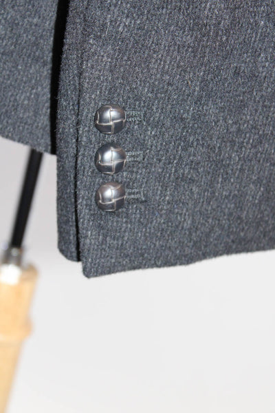 Troy Smith Mens Two Button Wool Fleece Blazer Jacket Dark Gray Size Extra Large
