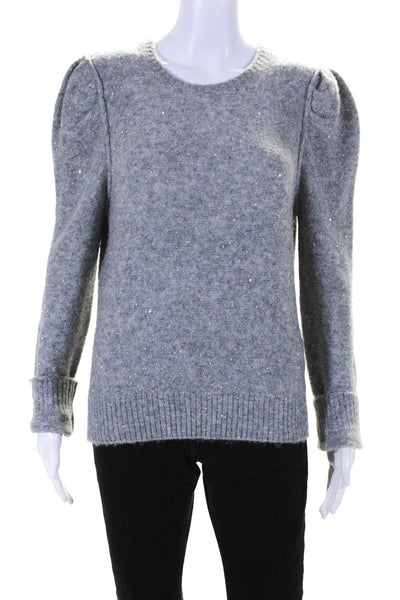 Generation Love Womens Crew Neck Metallic Sequin Sweater Gray Size Extra Small