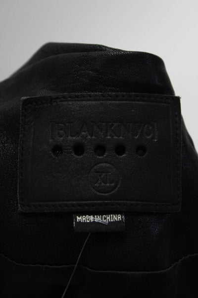 Blank NYC Womens Faux Leather Asymmetrical Moto Jacket Black Size Extra Large