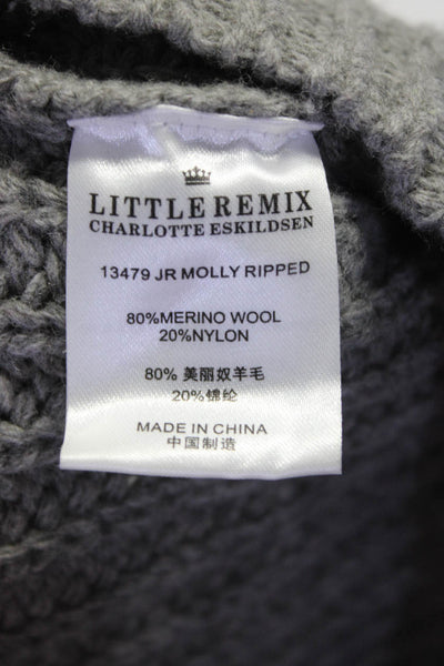 Little Remix Childrens Girls Distressed Crew Neck Sweater Gray Size 16