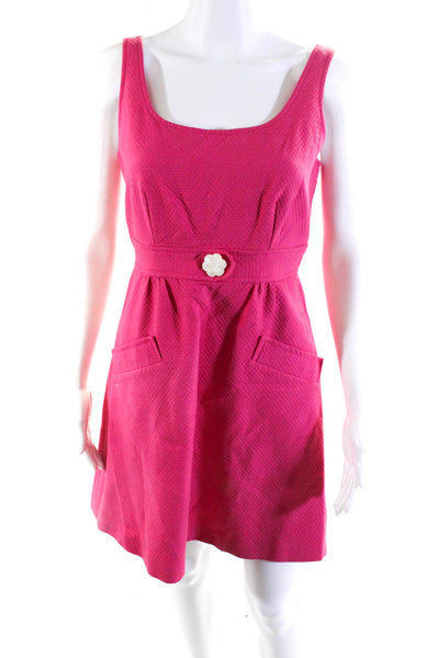 Cynthia Rowley Women's Scoop Neck Sleeveless Pockets Mini Dress Pink Size 6