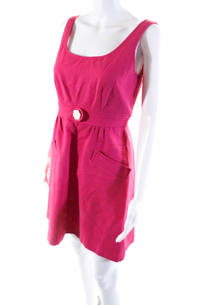 Cynthia Rowley Women's Scoop Neck Sleeveless Pockets Mini Dress Pink Size 6