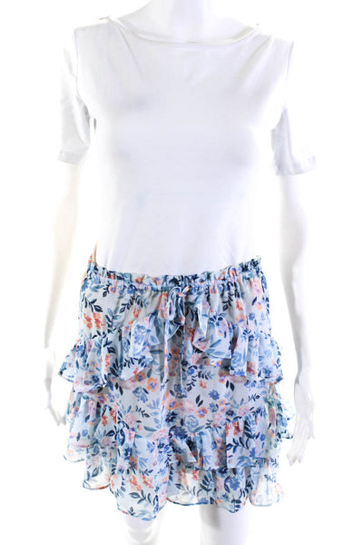 Lovers + Friends Women's Elastic Waist Ruffle Tiered Floral Mini Skirt Size M